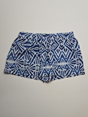 Mossimo Blue and White Geometric Drawstring Athletic Shorts Size Small